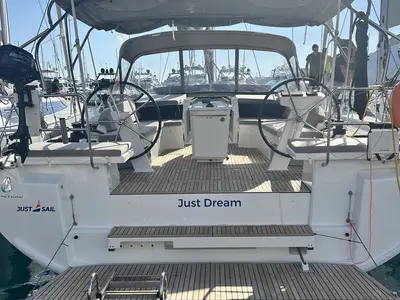 Cockpit of Just Dream, a Beneteau Oceanis 46.1 sailboat at Fethiye, Turkey