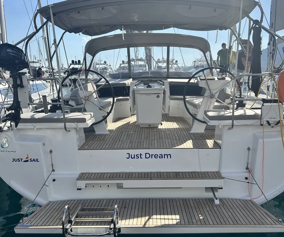 Cockpit of Just Dream, a Beneteau Oceanis 46.1 sailboat at Fethiye, Turkey