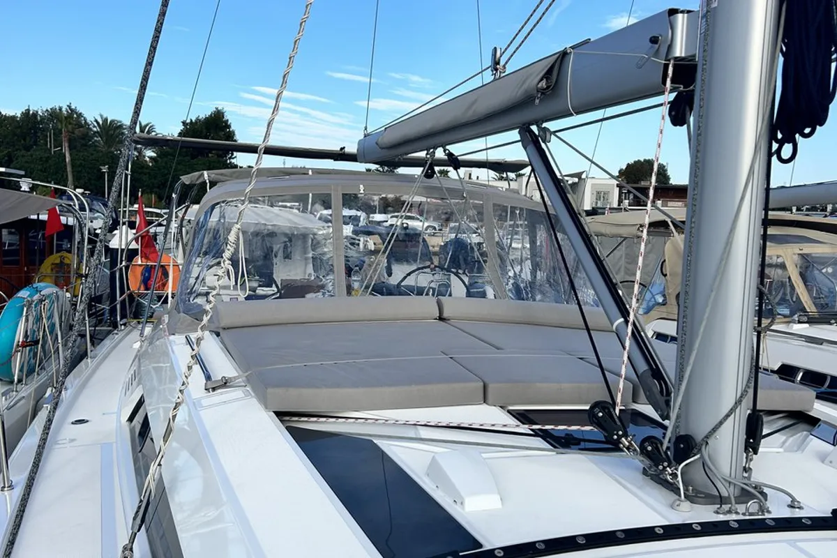 Deck of Just Dream, a Beneteau Oceanis 46.1 sailboat at Fethiye, Turkey