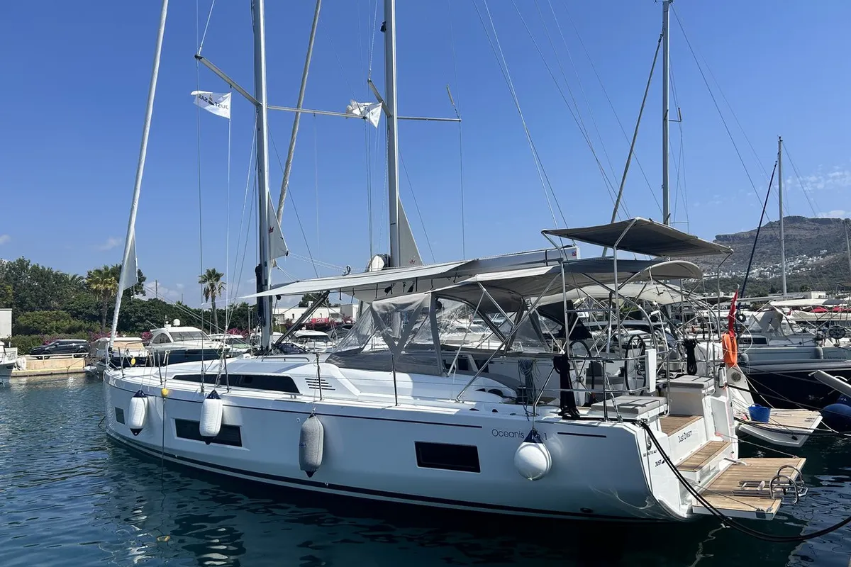 Exterior view of Just Dream, a Beneteau Oceanis 46.1 sailboat at Fethiye, Turkey