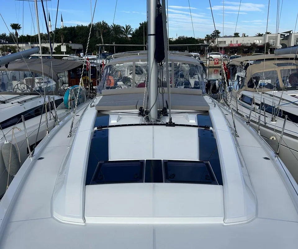 Deck of Just Dream, a Beneteau Oceanis 46.1 sailboat at Fethiye, Turkey