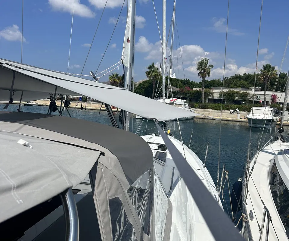 Deck of Just Dream, a Beneteau Oceanis 46.1 sailboat at Fethiye, Turkey