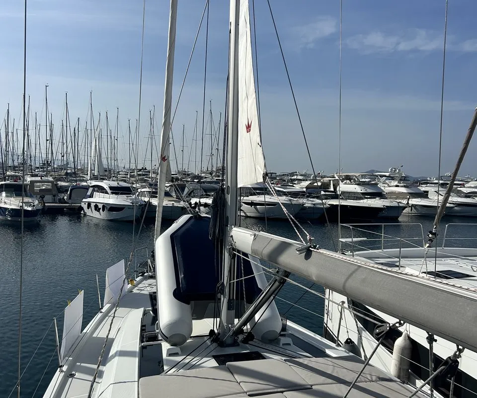 Deck of Just Dream, a Beneteau Oceanis 46.1 sailboat at Fethiye, Turkey