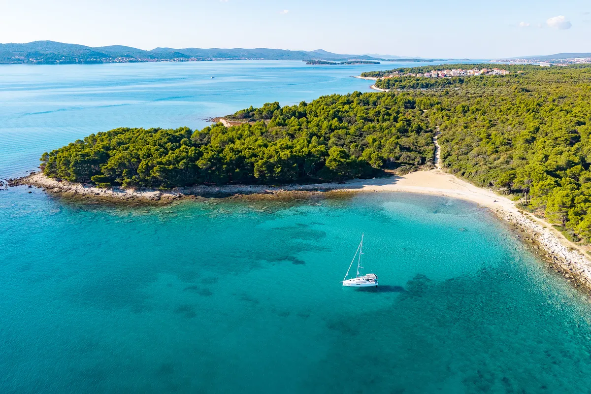 Exterior view of Nala, a Jeanneau Sun Odyssey 380 sailboat at Biograd na Moru, Croatia