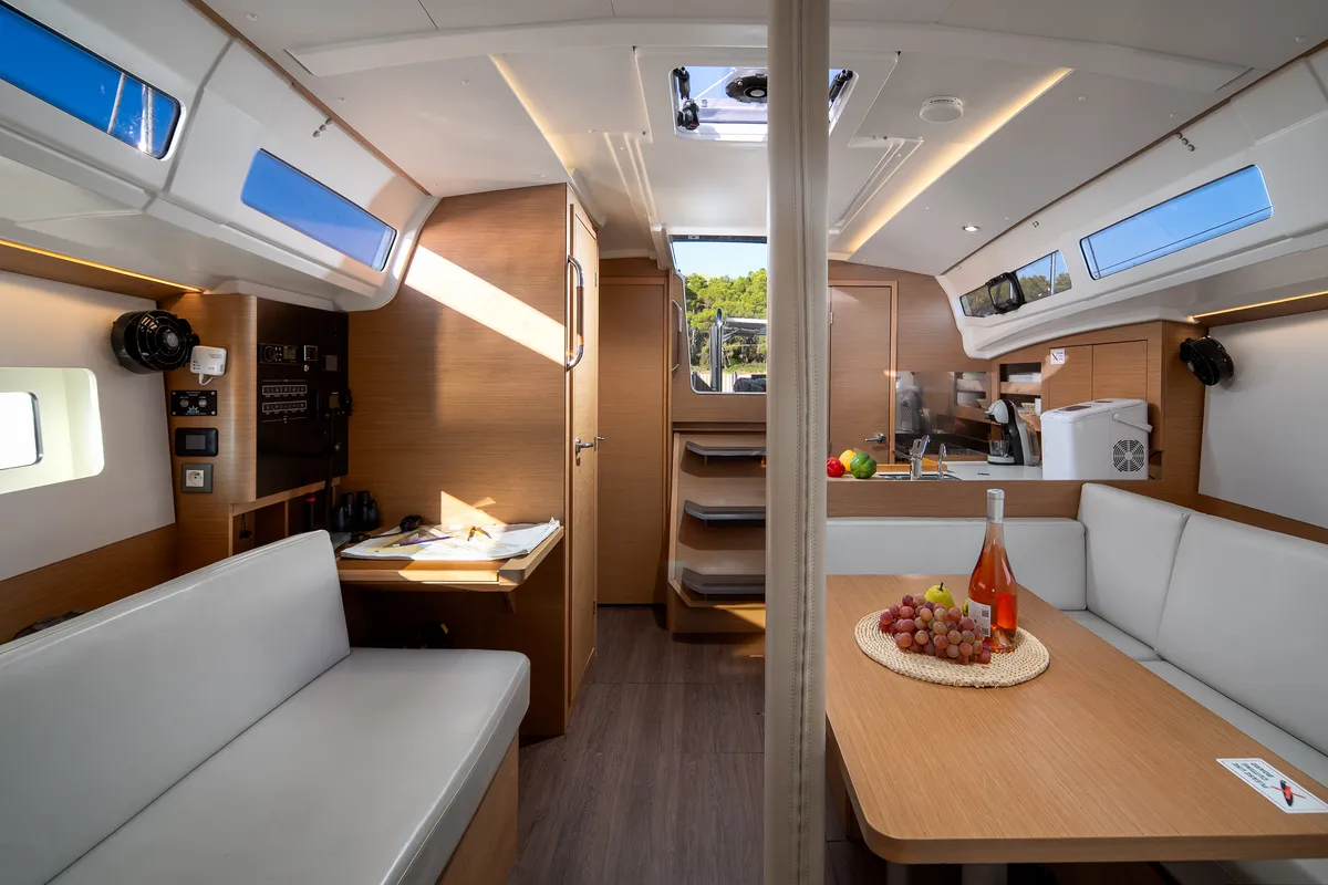Salon of Nala, a Jeanneau Sun Odyssey 380 sailboat at Biograd na Moru, Croatia