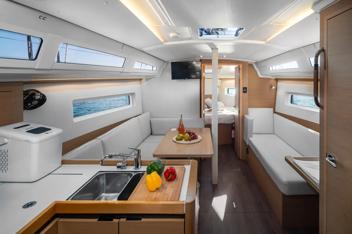 Salon of Nala, a Jeanneau Sun Odyssey 380 sailboat at Biograd na Moru, Croatia