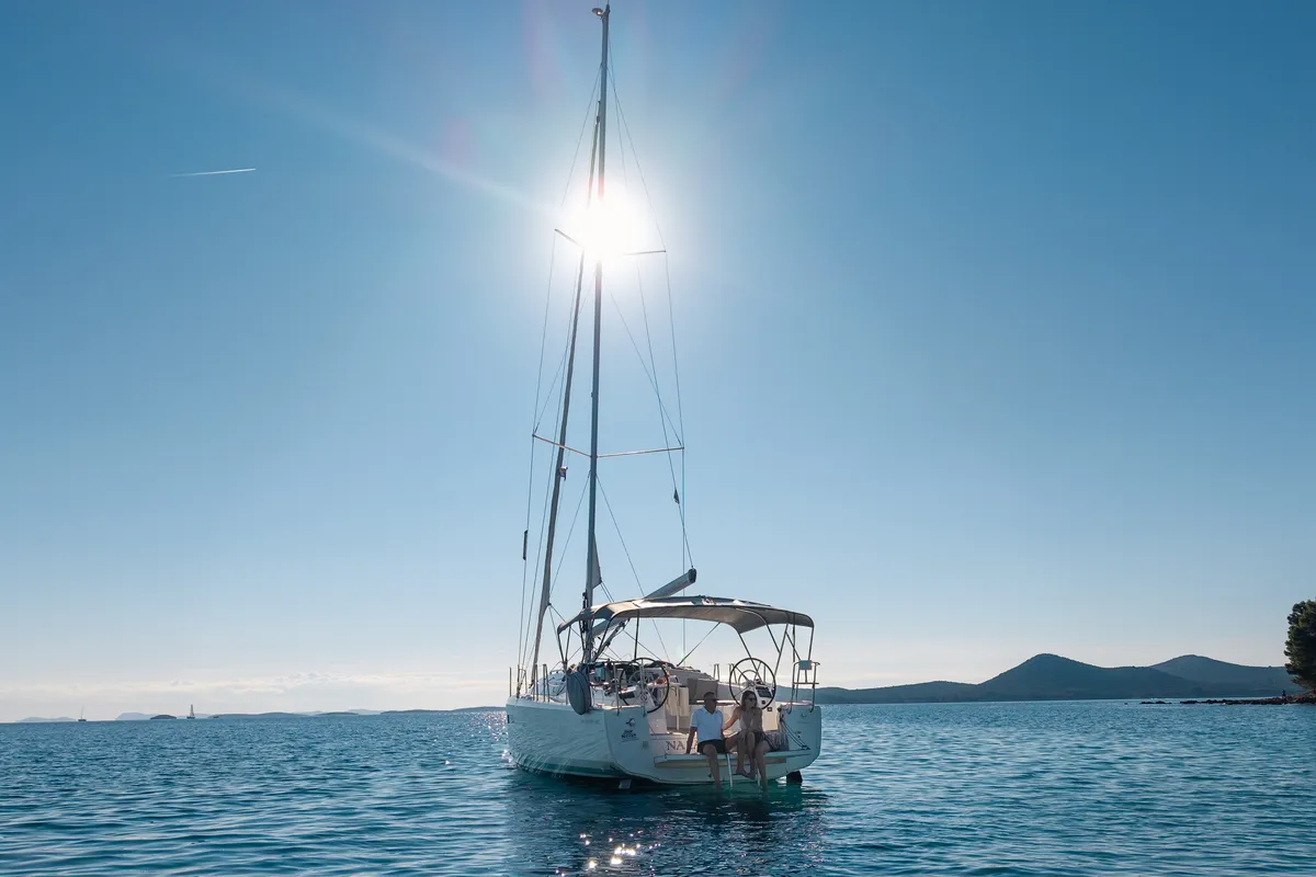 Exterior view of Nala, a Jeanneau Sun Odyssey 380 sailboat at Biograd na Moru, Croatia