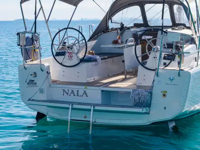Cockpit of Nala, a Jeanneau Sun Odyssey 380 sailboat at Biograd na Moru, Croatia