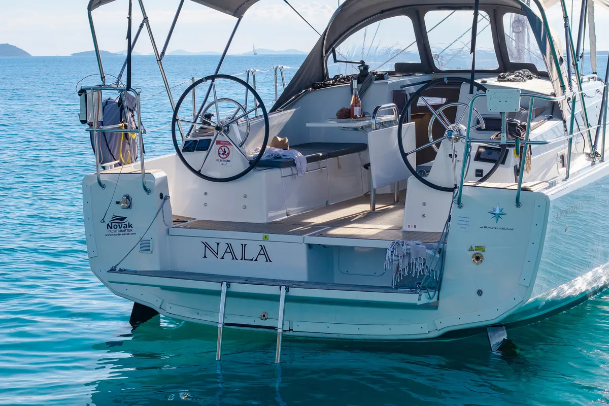 Cockpit of Nala, a Jeanneau Sun Odyssey 380 sailboat at Biograd na Moru, Croatia