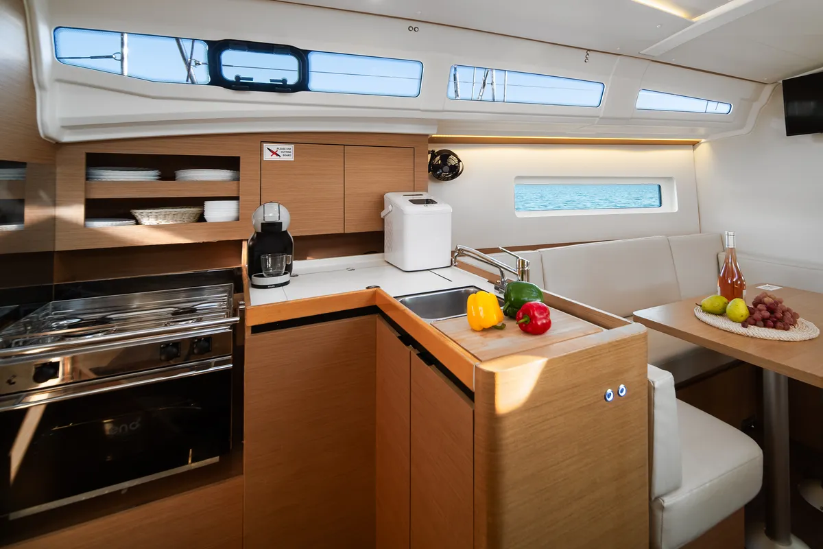 Galley of Nala, a Jeanneau Sun Odyssey 380 sailboat at Biograd na Moru, Croatia