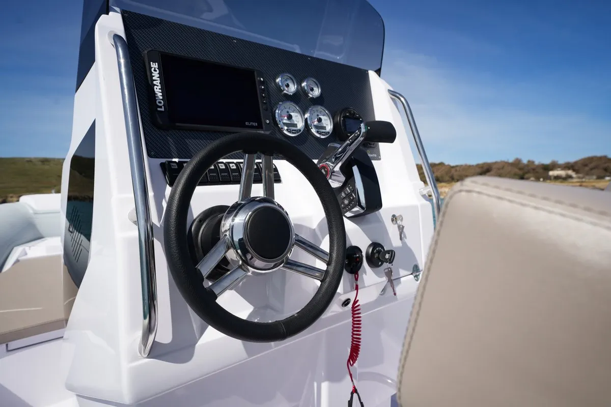 Cockpit of Italboats Predator 700, a motorboat at Pula, Croatia