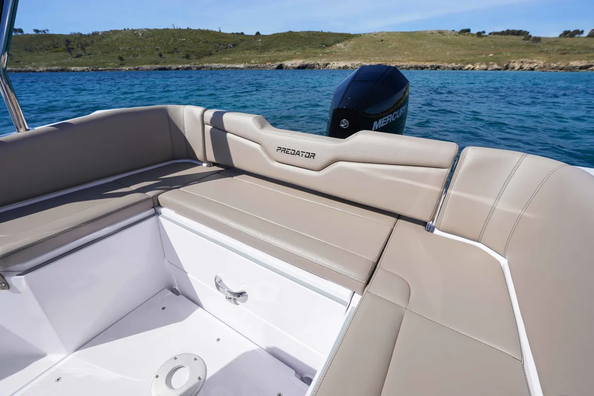 Deck of Italboats Predator 700, a motorboat at Pula, Croatia
