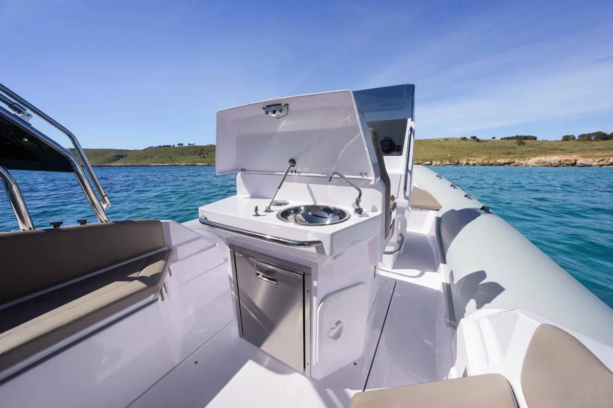 Deck of Italboats Predator 700, a motorboat at Pula, Croatia