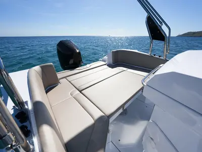 Deck of Italboats Predator 700, a motorboat at Pula, Croatia