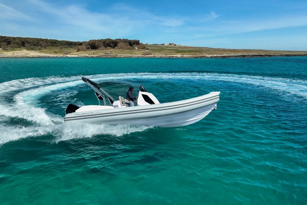 Exterior view of Italboats Predator 700, a motorboat at Pula, Croatia