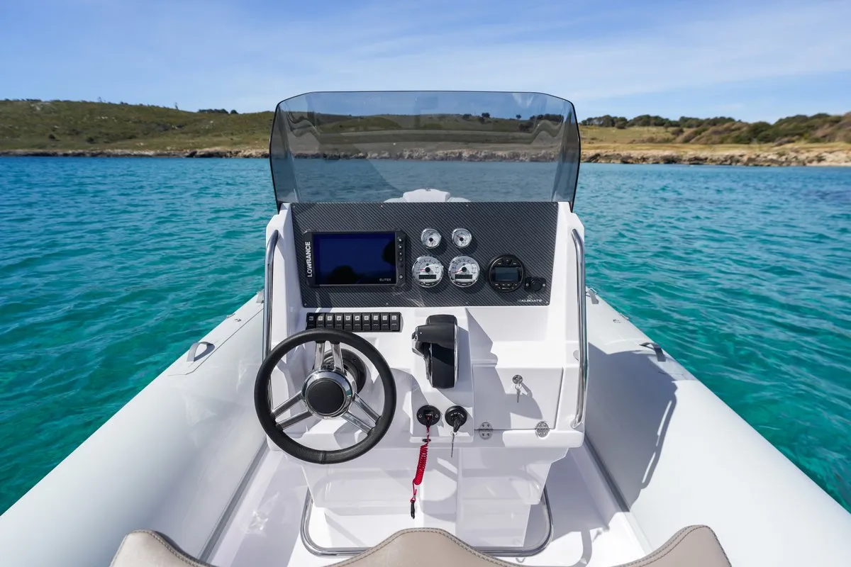 Cockpit of Italboats Predator 700, a motorboat at Pula, Croatia