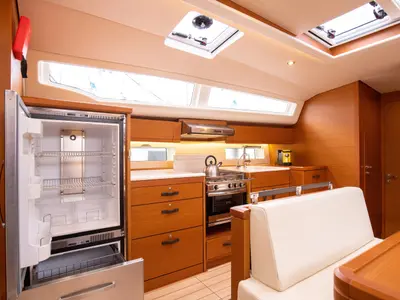 Galley of Talassa, a Jeanneau 54 sailboat at Salerno, Italy