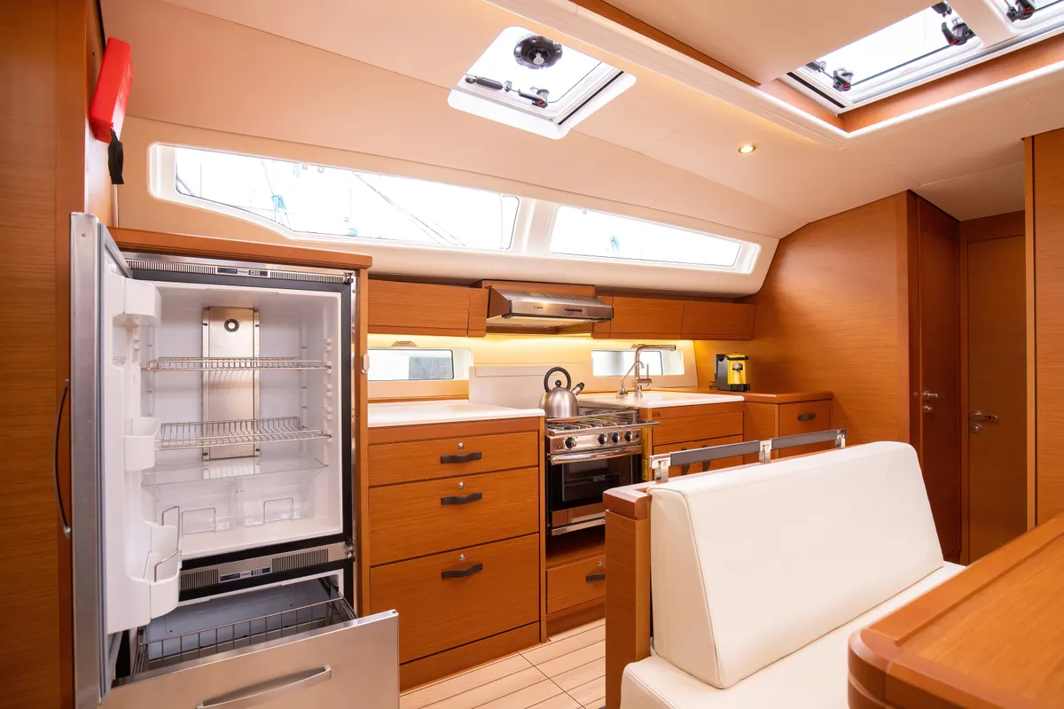 Galley of Talassa, a Jeanneau 54 sailboat at Salerno, Italy