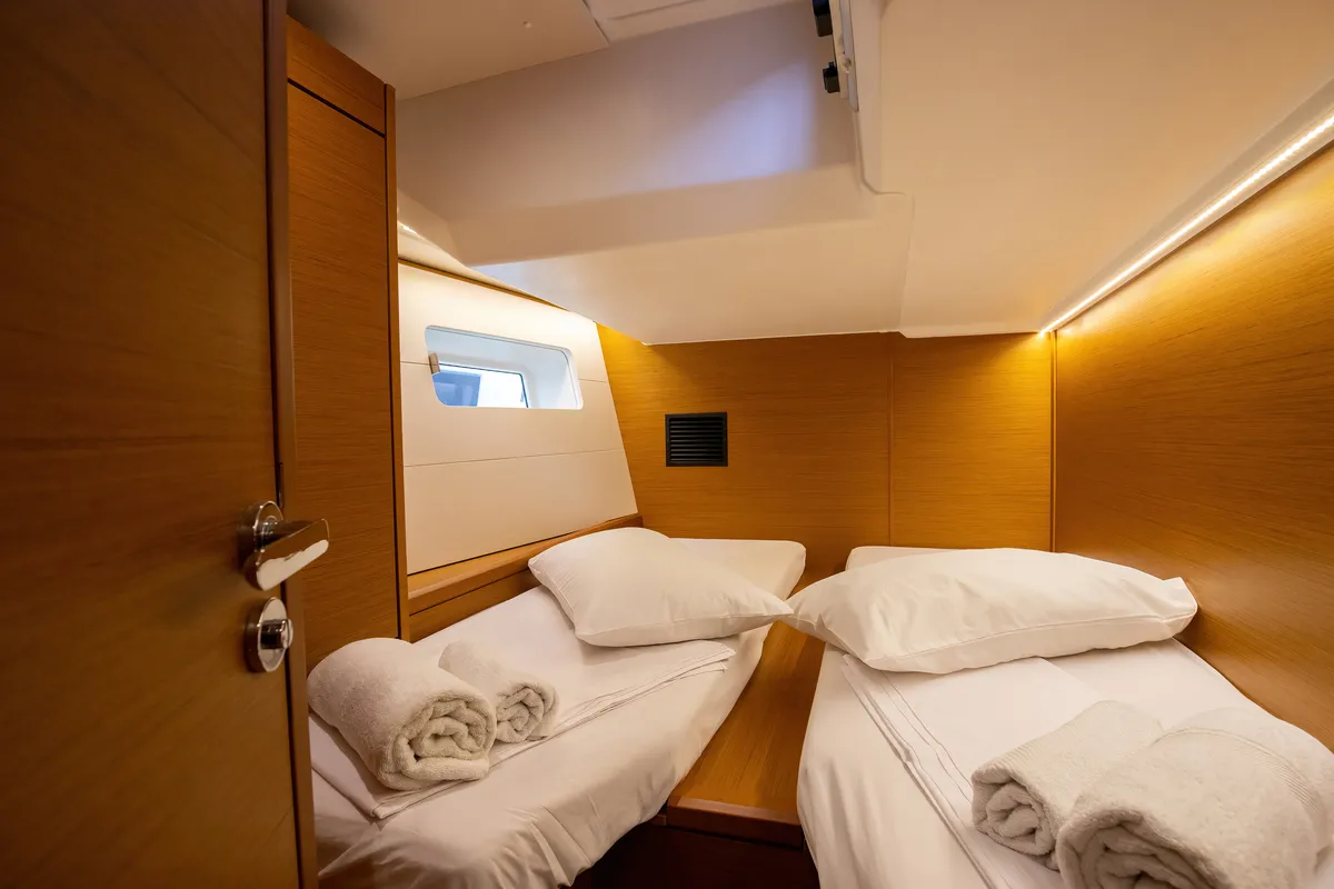 Cabin on Talassa, a Jeanneau 54 sailboat at Salerno, Italy