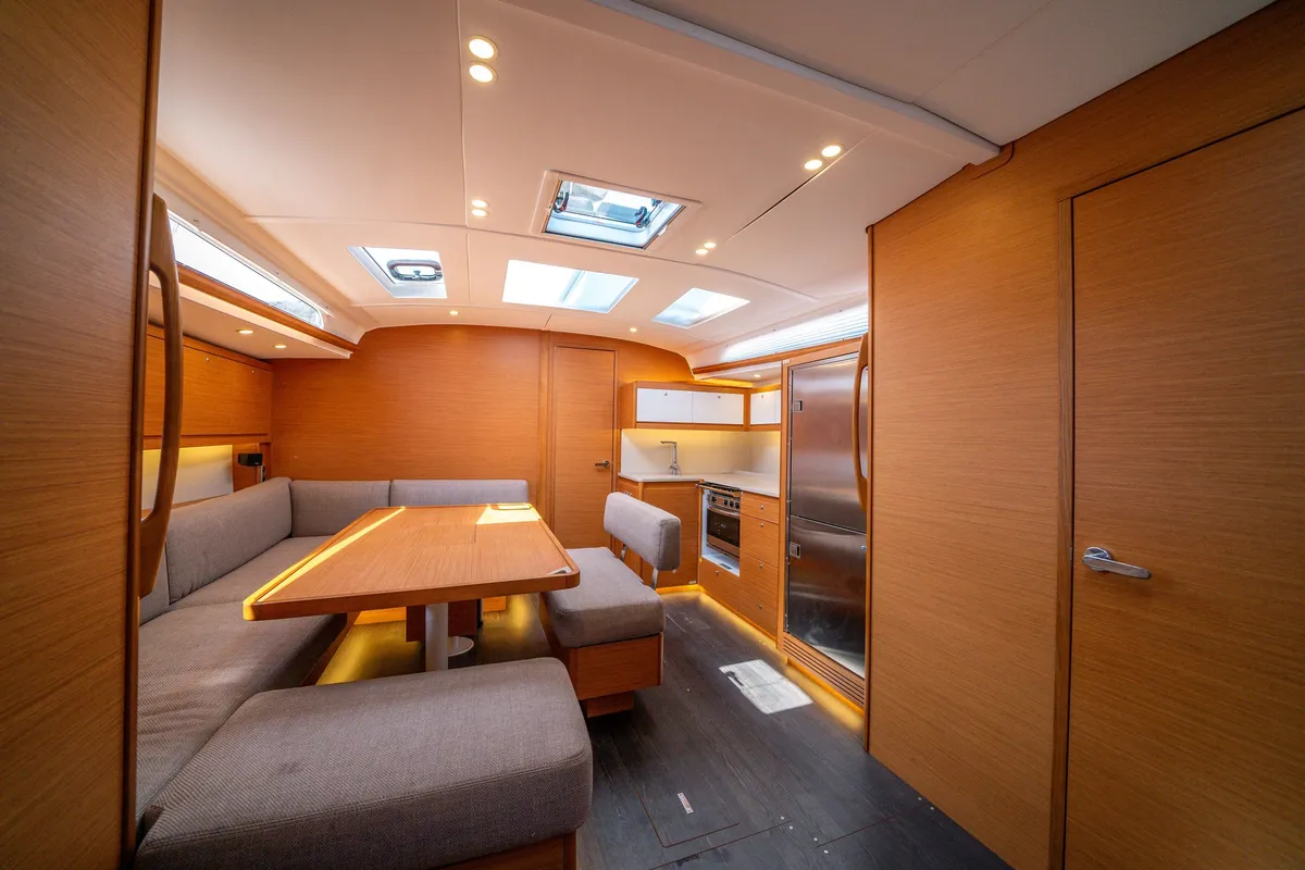 Salon of Gusto 7, a Dufour 470 sailboat at Fethiye, Turkey