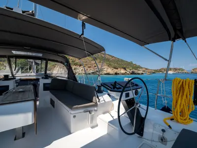 Salon of Gusto 7, a Dufour 470 sailboat at Fethiye, Turkey