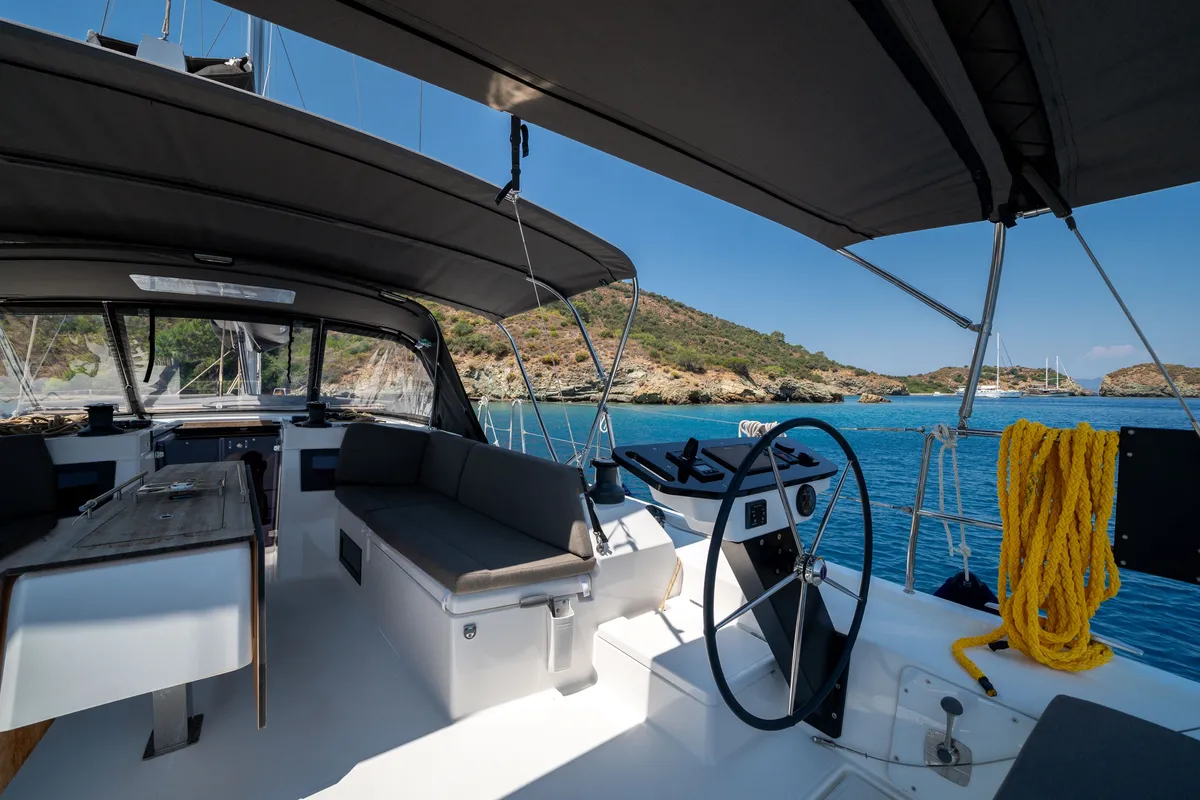 Salon of Gusto 7, a Dufour 470 sailboat at Fethiye, Turkey