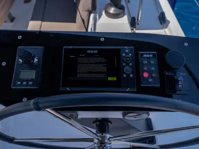 Cockpit of Gusto 7, a Dufour 470 sailboat at Fethiye, Turkey