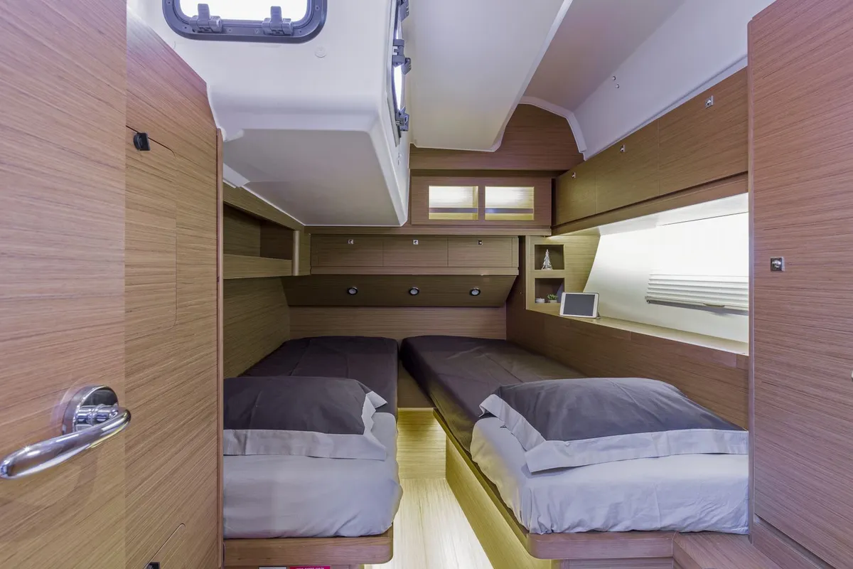 Cabin on Kalypso, a Dufour 520 GL sailboat at Sithonia Municipal Unit, Greece