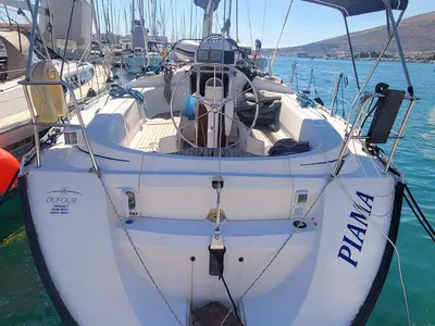 Cockpit of PIAMA, a Dufour 36 sailboat at Grad Trogir, Croatia