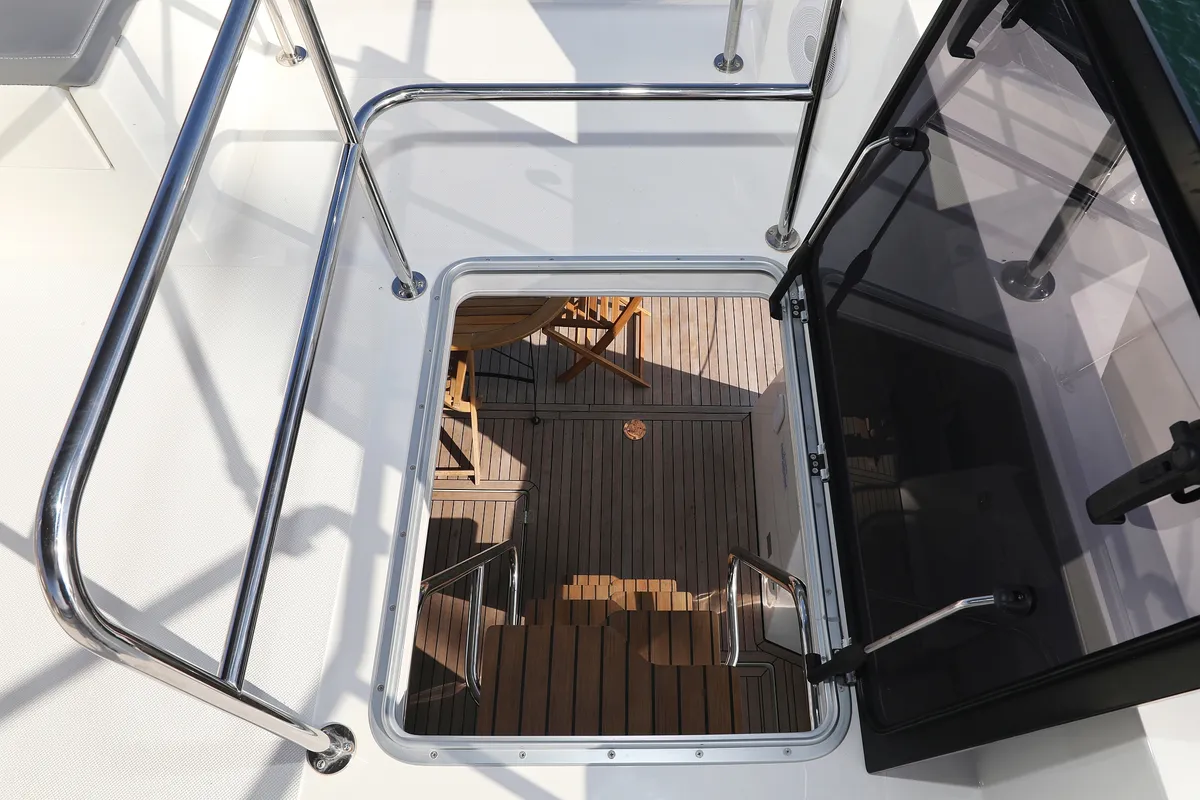 Deck of Iggy, a Cobra Yachts Seamaster 45 motor yacht at Primošten, Croatia