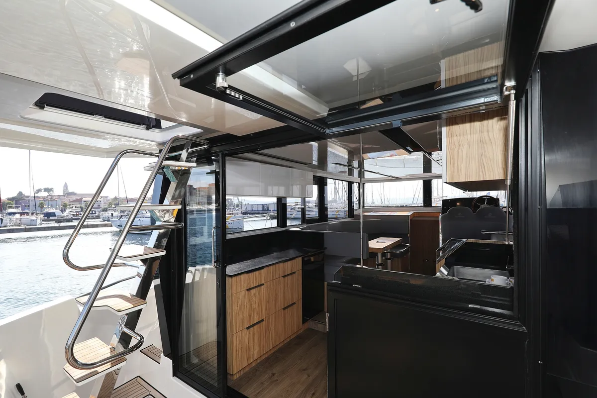 Galley of Iggy, a Cobra Yachts Seamaster 45 motor yacht at Primošten, Croatia
