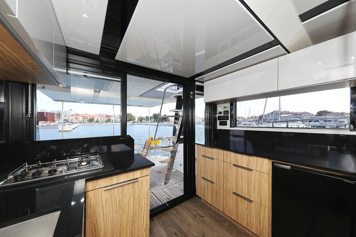Galley of Iggy, a Cobra Yachts Seamaster 45 motor yacht at Primošten, Croatia
