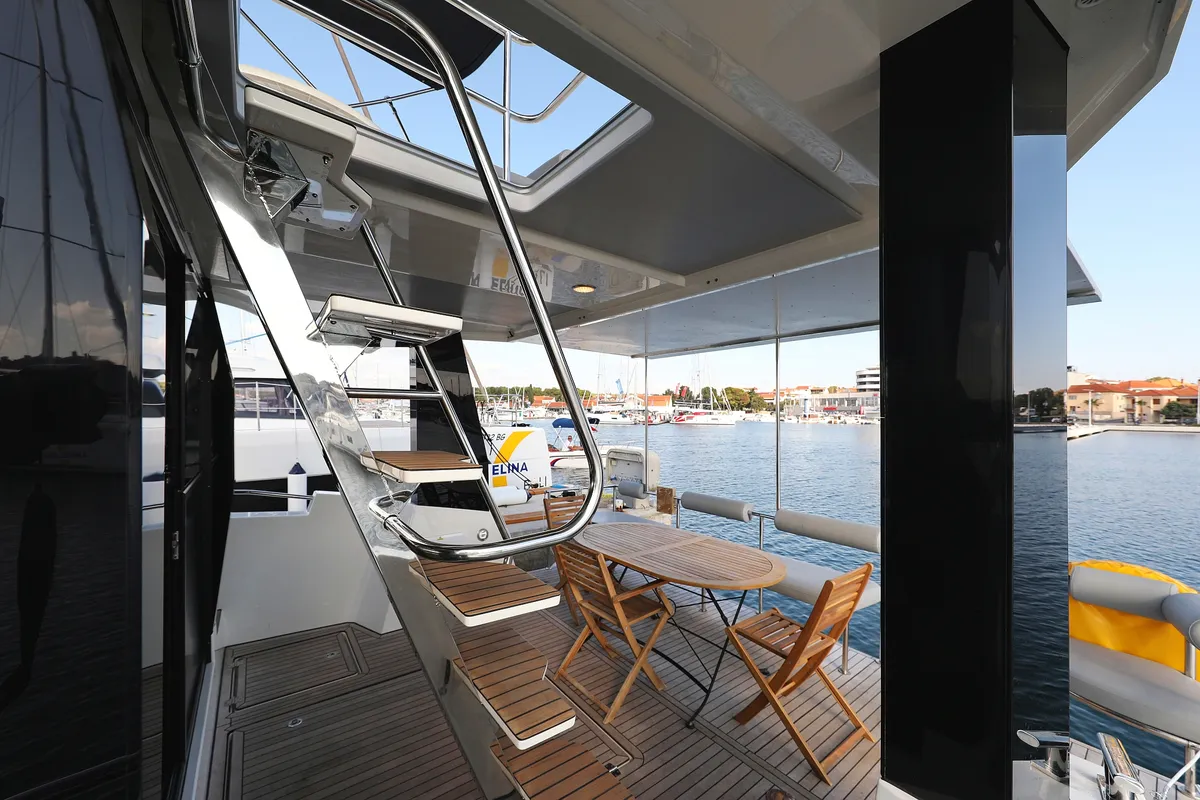 Deck of Iggy, a Cobra Yachts Seamaster 45 motor yacht at Primošten, Croatia
