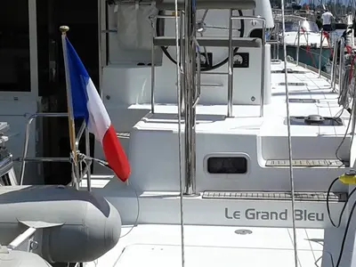 Le Grand Bleu, a Lagoon 39 catamaran at Kontokali, Greece