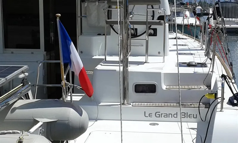 Le Grand Bleu, a Lagoon 39 catamaran at Kontokali, Greece