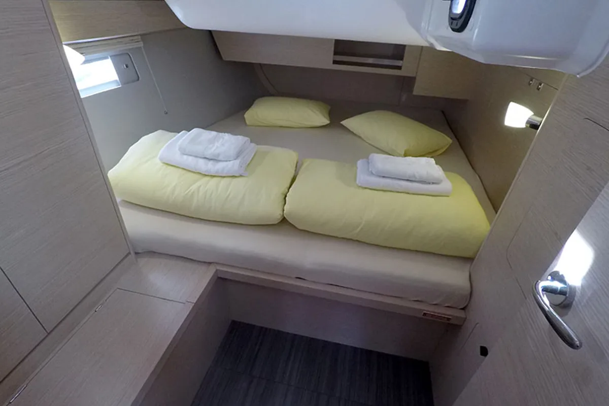 Cabin on Freya, a Dufour 430 GL sailboat at Grad Šibenik, Croatia