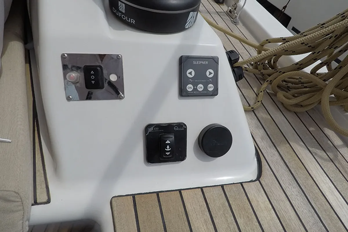 Cockpit of Freya, a Dufour 430 GL sailboat at Grad Šibenik, Croatia