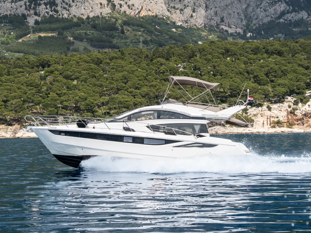 Cabin on BELLAGIO, a Galeon 430 Skydeck motorboat at Makarska, Croatia