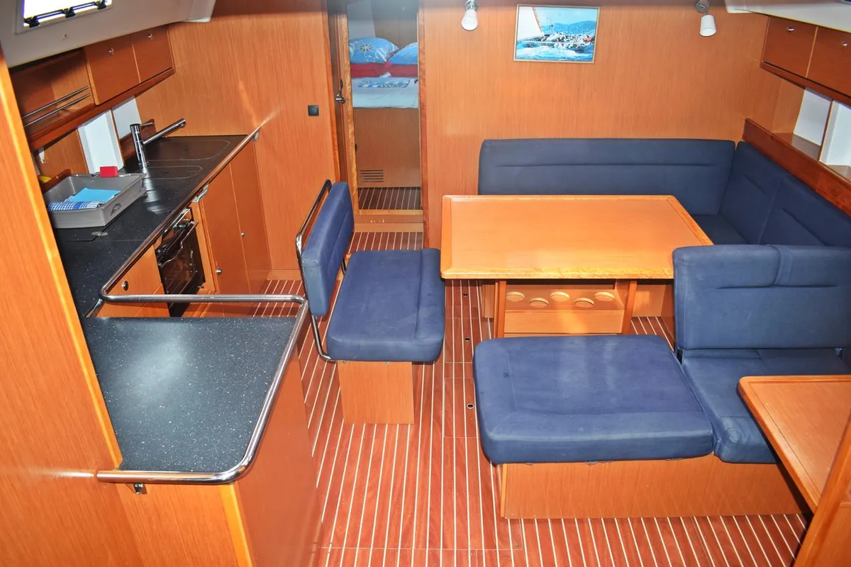 Salon of Tiha, a Bavaria Cruiser 45 sailboat at Grad Kaštela, Croatia