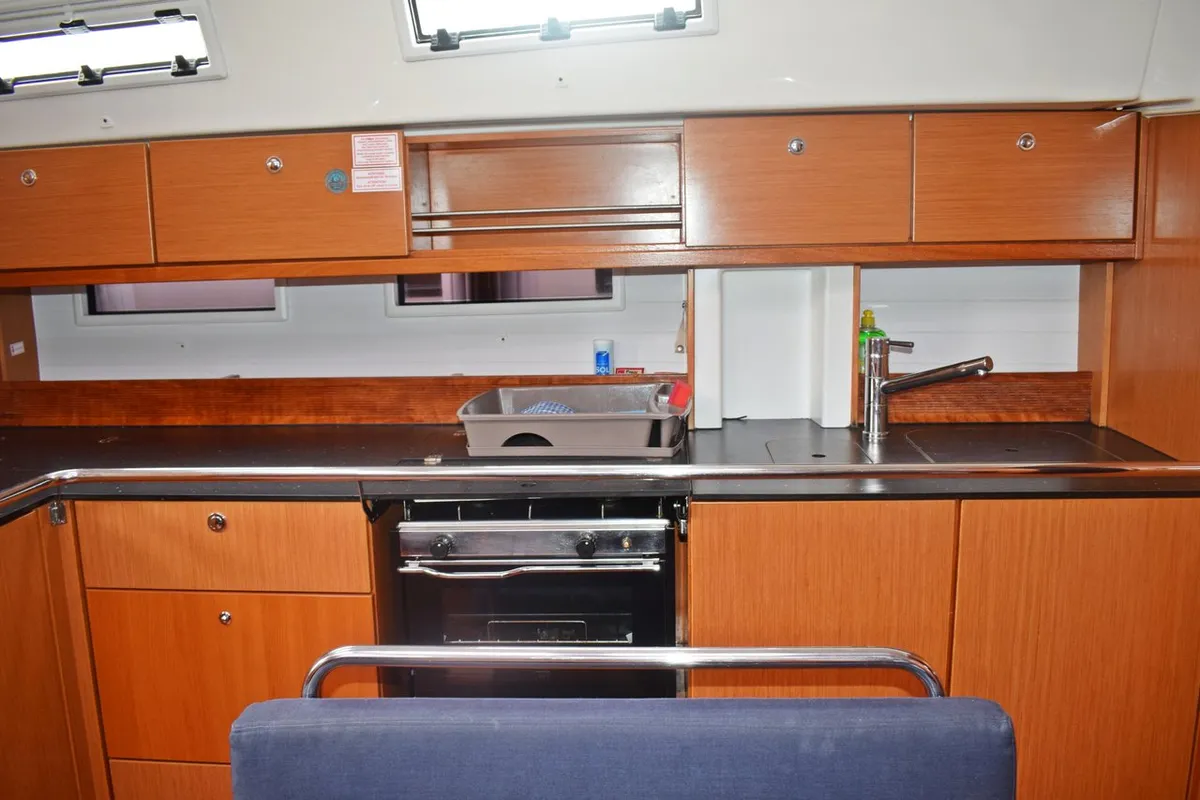 Galley of Tiha, a Bavaria Cruiser 45 sailboat at Grad Kaštela, Croatia
