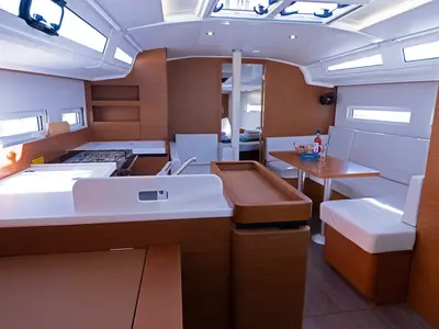 Galley of Midnight Kiss, a Jeanneau Sun Odyssey 410 sailboat at Split, Croatia