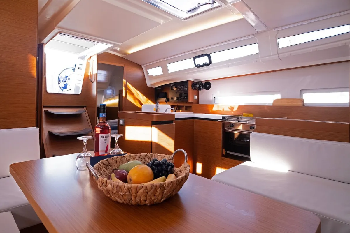 Salon of Midnight Kiss, a Jeanneau Sun Odyssey 410 sailboat at Split, Croatia
