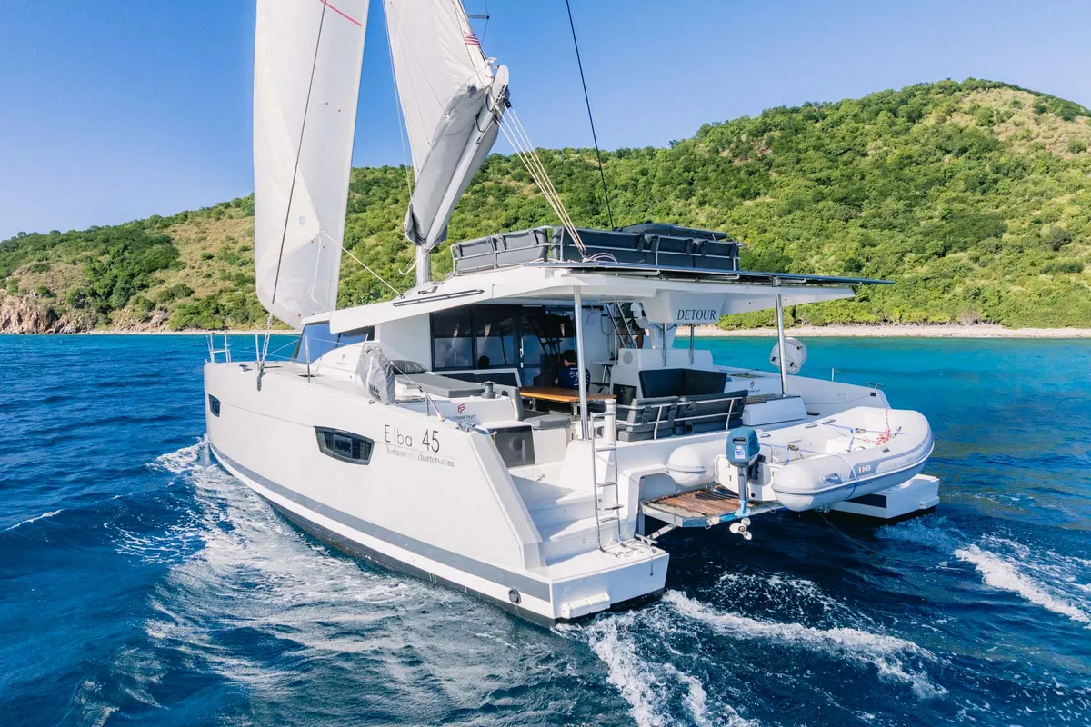 Detour, a Fountaine Pajot Elba 45 catamaran at Road Town, British Virgin Islands