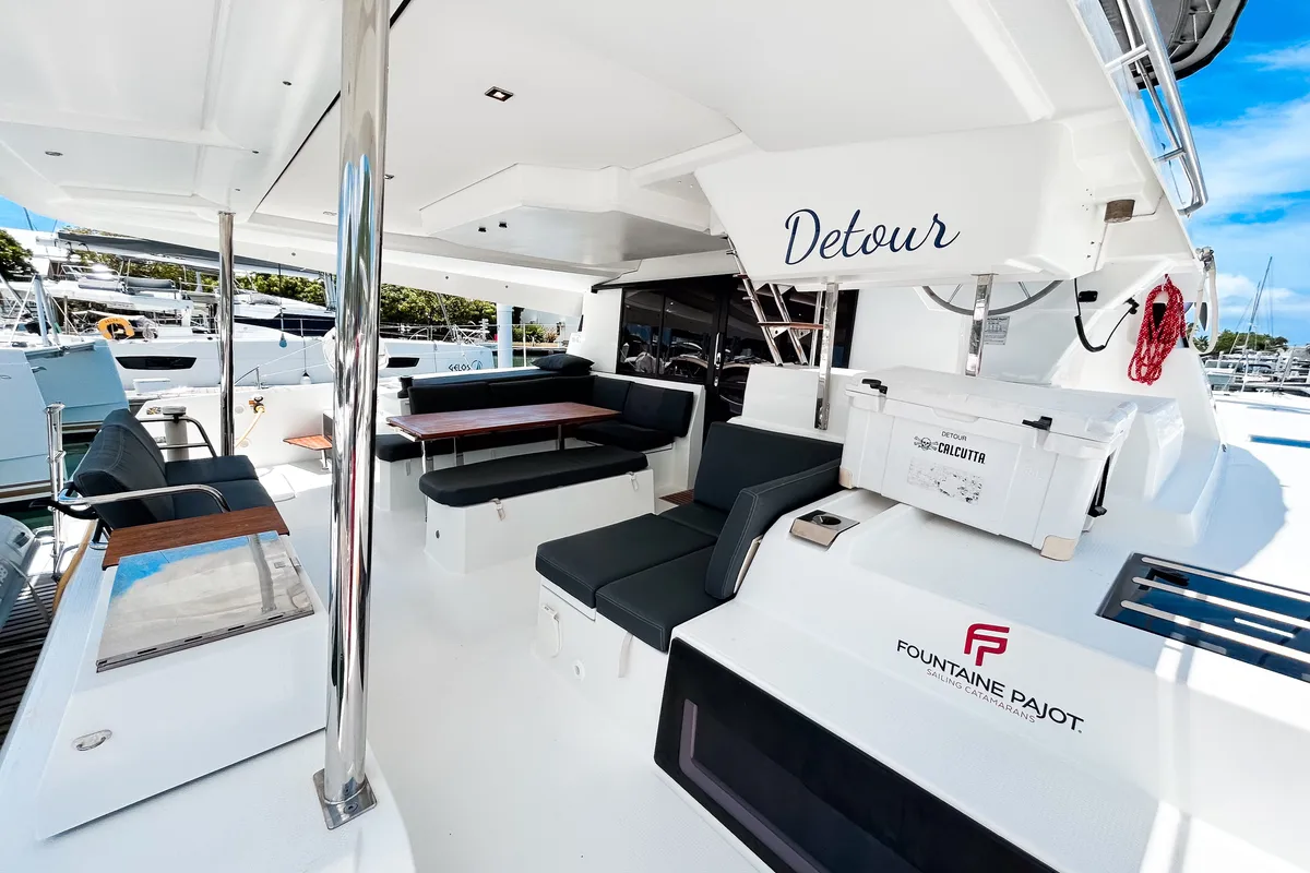 Detour, a Fountaine Pajot Elba 45 catamaran at Road Town, British Virgin Islands
