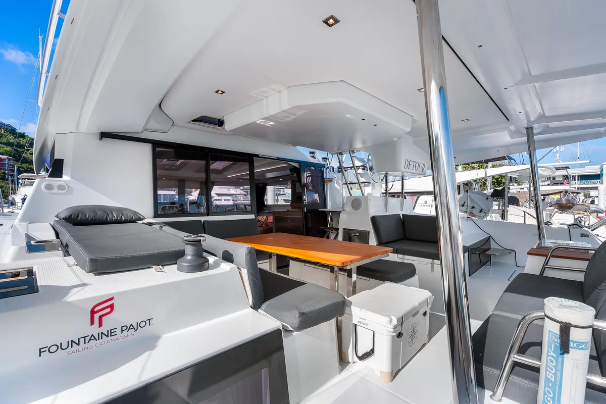 Detour, a Fountaine Pajot Elba 45 catamaran at Road Town, British Virgin Islands