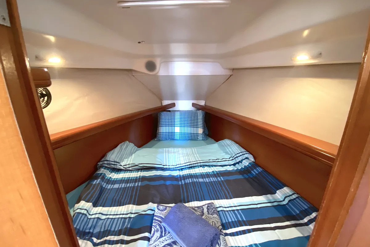 Cabin on Zippy, a Beneteau Oceanis 323 sailboat at Fethiye, Turkey