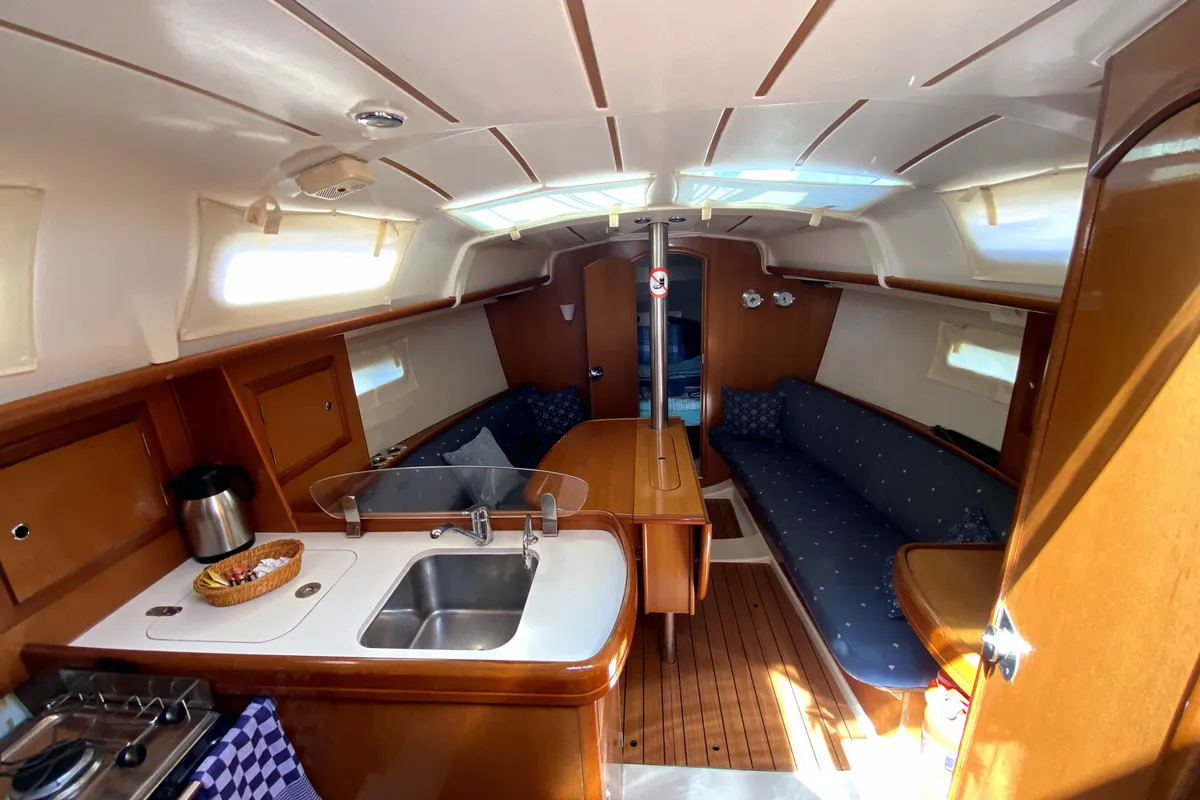Galley of Zippy, a Beneteau Oceanis 323 sailboat at Fethiye, Turkey
