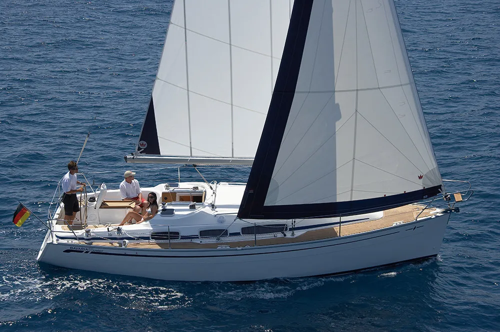 Exterior view of TaiMahal, a Bavaria 39 Cruiser sailboat at Gåshaga, Sweden