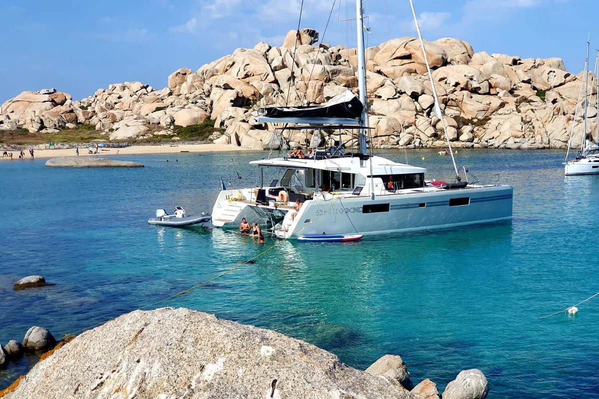 Exterior view of MY WAY, a Lagoon 52F catamaran at Ajaccio, France