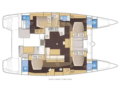 Floor plan of MY WAY, a Lagoon 52F catamaran at Ajaccio, France